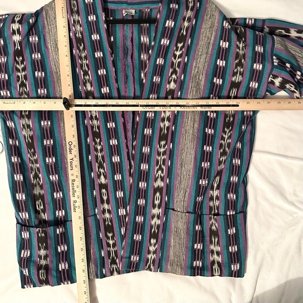 LOS ARTESANOS DE SAN JUAN Vintage Handwoven Native Print Open Woven Jacket XL - Picture 3 of 7